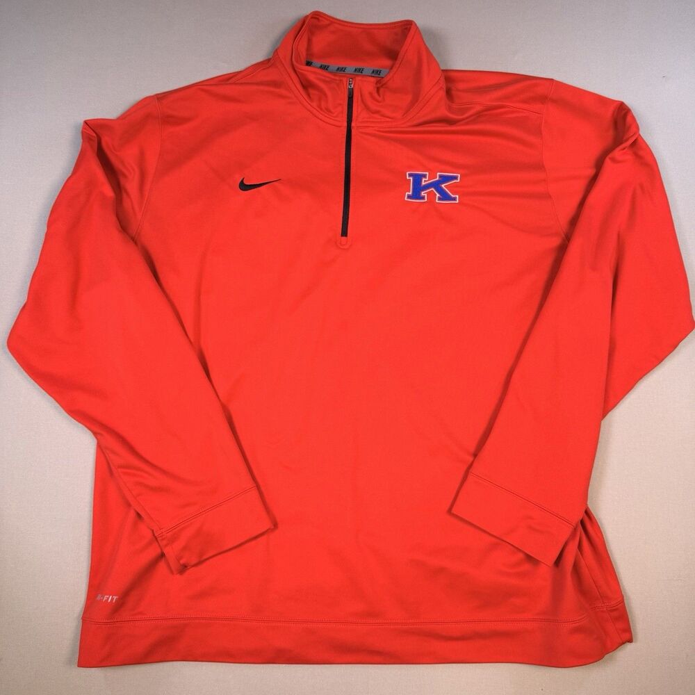Nike DriFit Kansas Jayhawks Red Quarter Zip Pullover Long Sleeve Mens XXL